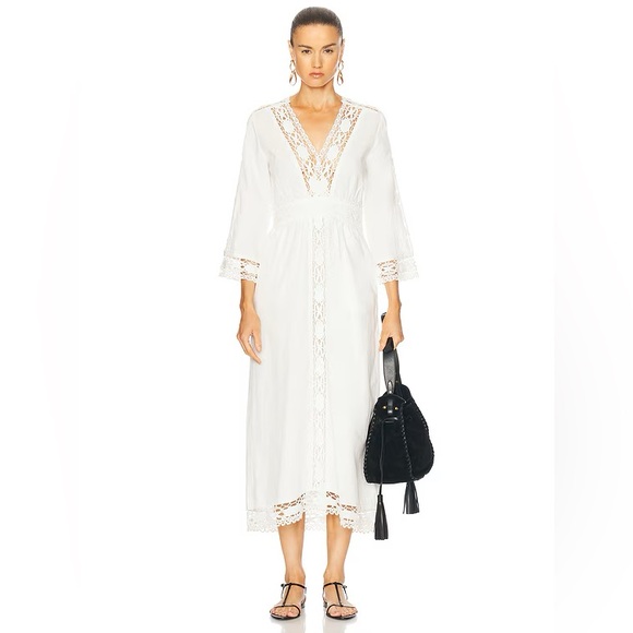 Isabel Marant Dresses & Skirts - Isabel MARANT ÉTOILE Veona lace-trimmed linen cotton-blend midi dress white FR36